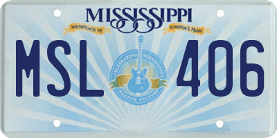 MS license plate MSL406