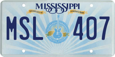MS license plate MSL407