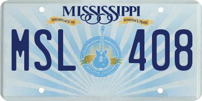 MS license plate MSL408