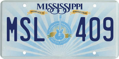 MS license plate MSL409