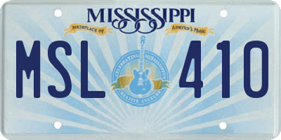 MS license plate MSL410