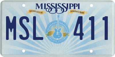 MS license plate MSL411