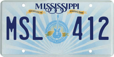 MS license plate MSL412