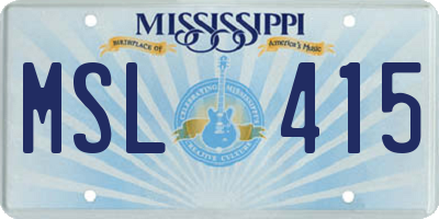 MS license plate MSL415