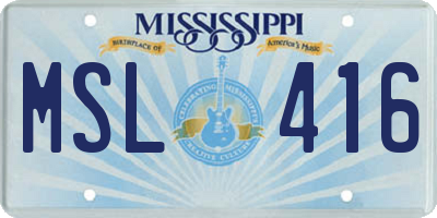 MS license plate MSL416