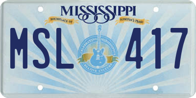 MS license plate MSL417