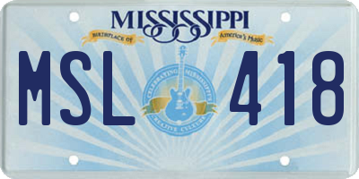 MS license plate MSL418