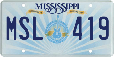 MS license plate MSL419