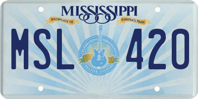 MS license plate MSL420