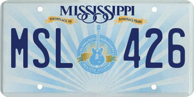 MS license plate MSL426
