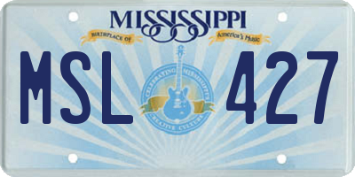 MS license plate MSL427