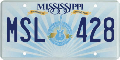MS license plate MSL428