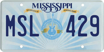 MS license plate MSL429
