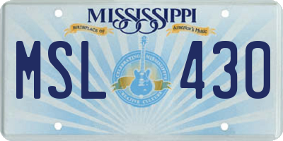 MS license plate MSL430