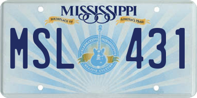 MS license plate MSL431