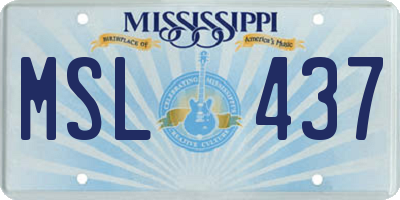 MS license plate MSL437