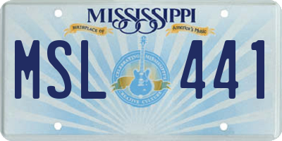 MS license plate MSL441