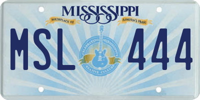 MS license plate MSL444