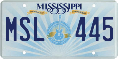 MS license plate MSL445