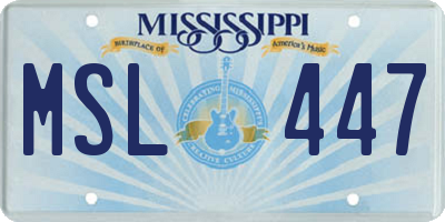 MS license plate MSL447