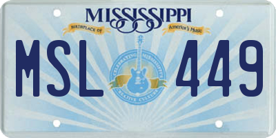 MS license plate MSL449