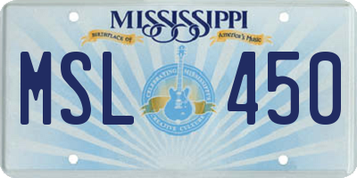 MS license plate MSL450