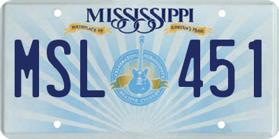MS license plate MSL451
