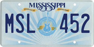MS license plate MSL452