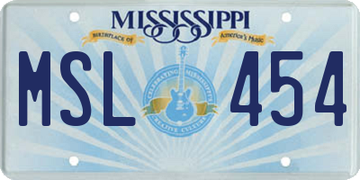 MS license plate MSL454