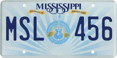 MS license plate MSL456