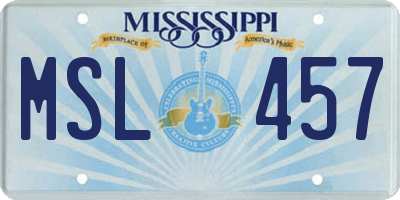 MS license plate MSL457