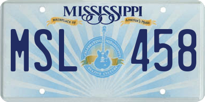 MS license plate MSL458