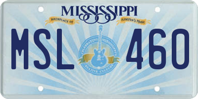 MS license plate MSL460