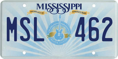 MS license plate MSL462