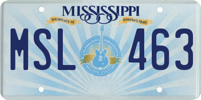 MS license plate MSL463