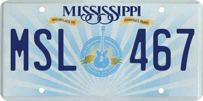 MS license plate MSL467