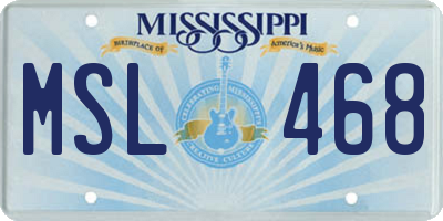 MS license plate MSL468