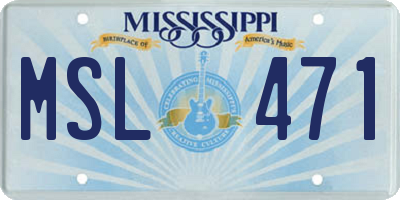 MS license plate MSL471