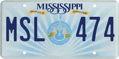MS license plate MSL474