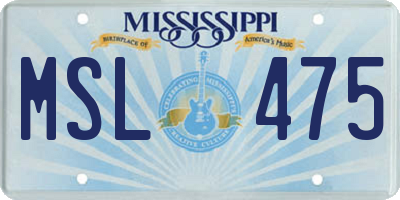 MS license plate MSL475