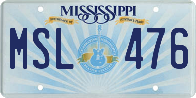 MS license plate MSL476
