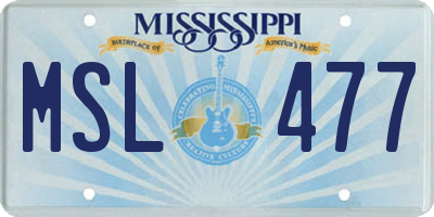 MS license plate MSL477
