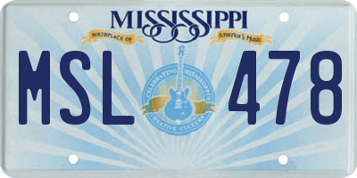 MS license plate MSL478