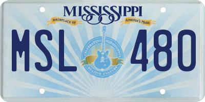 MS license plate MSL480