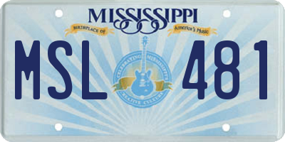 MS license plate MSL481