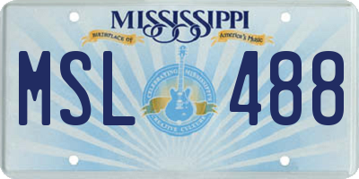 MS license plate MSL488