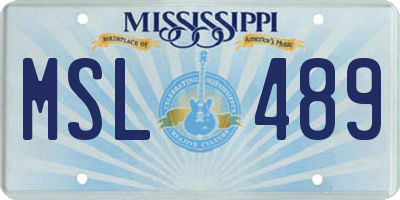MS license plate MSL489