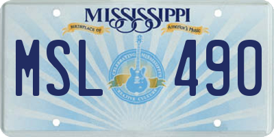 MS license plate MSL490