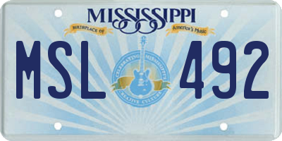 MS license plate MSL492