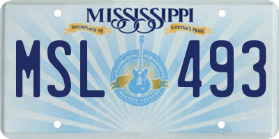 MS license plate MSL493